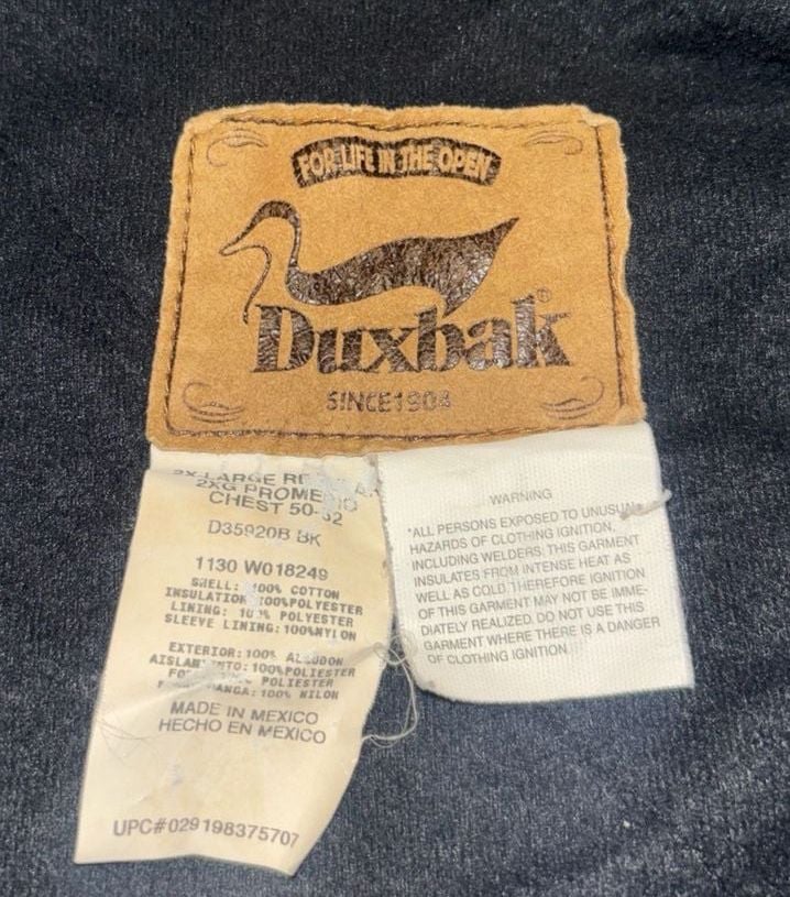 Duxbak Canvas Insulated Hooded Work Jacket Black Distressed Paint Splatter 4