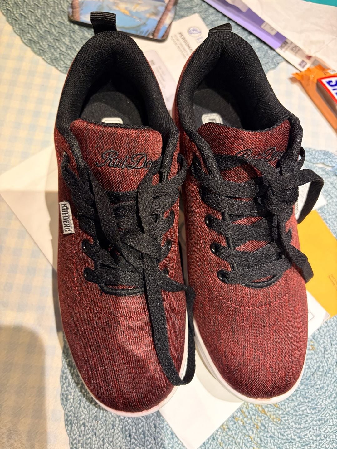 RUIDENG Platform Sneakers Burgundy Red Black Chunky Walking Shoes 2