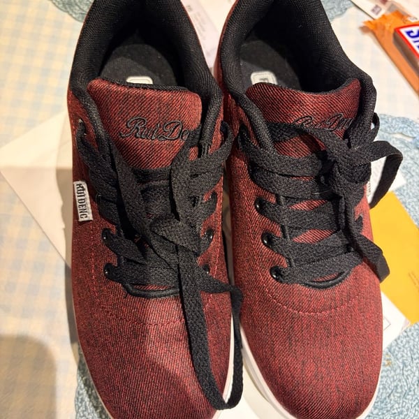 RUIDENG Platform Sneakers Burgundy Red Black Chunky Walking Shoes