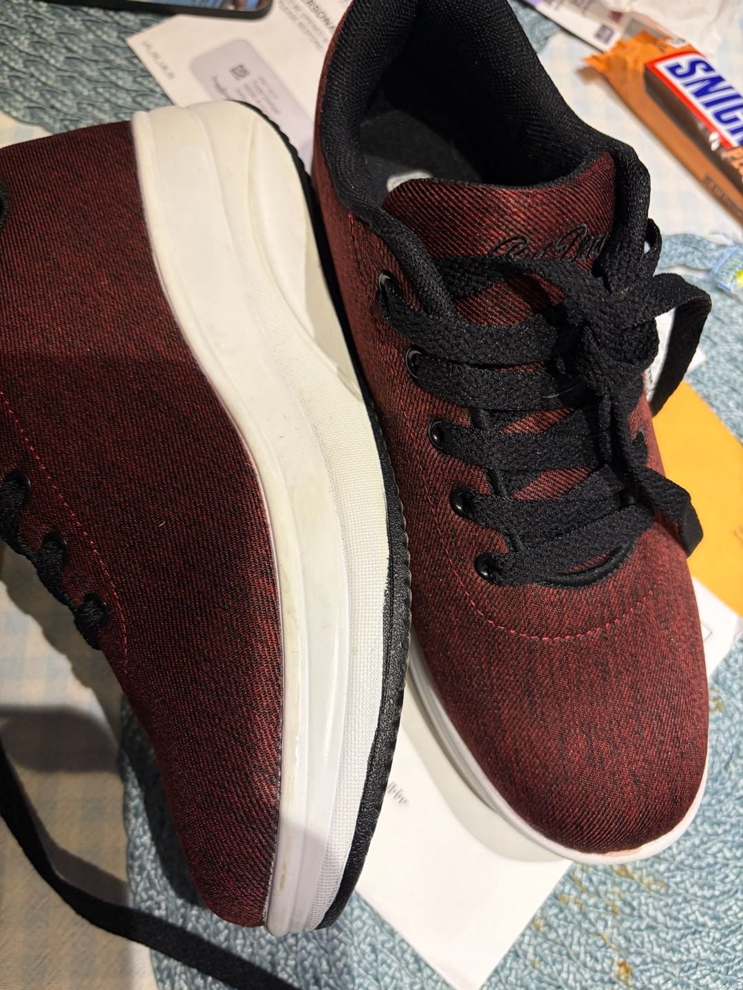 RUIDENG Platform Sneakers Burgundy Red Black Chunky Walking Shoes 3
