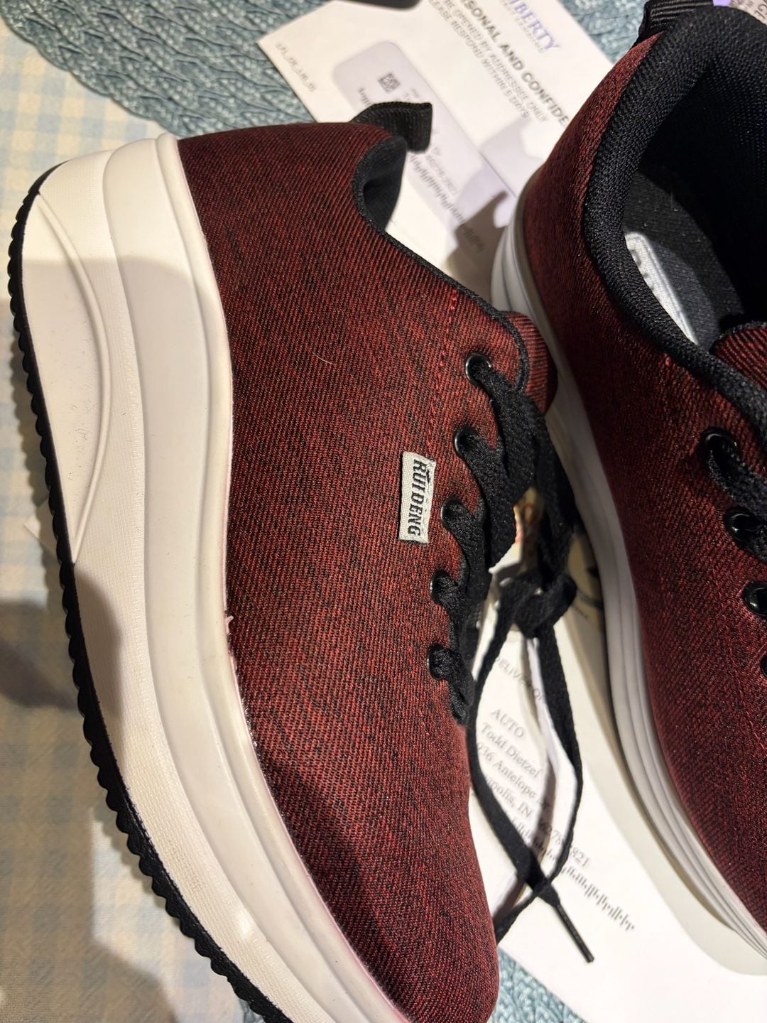 RUIDENG Platform Sneakers Burgundy Red Black Chunky Walking Shoes 5