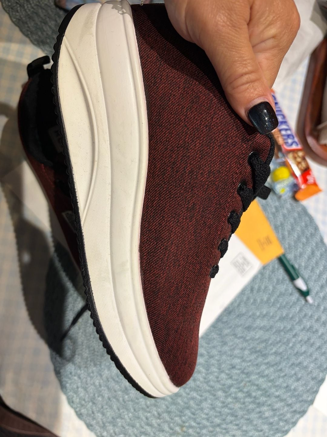RUIDENG Platform Sneakers Burgundy Red Black Chunky Walking Shoes 6