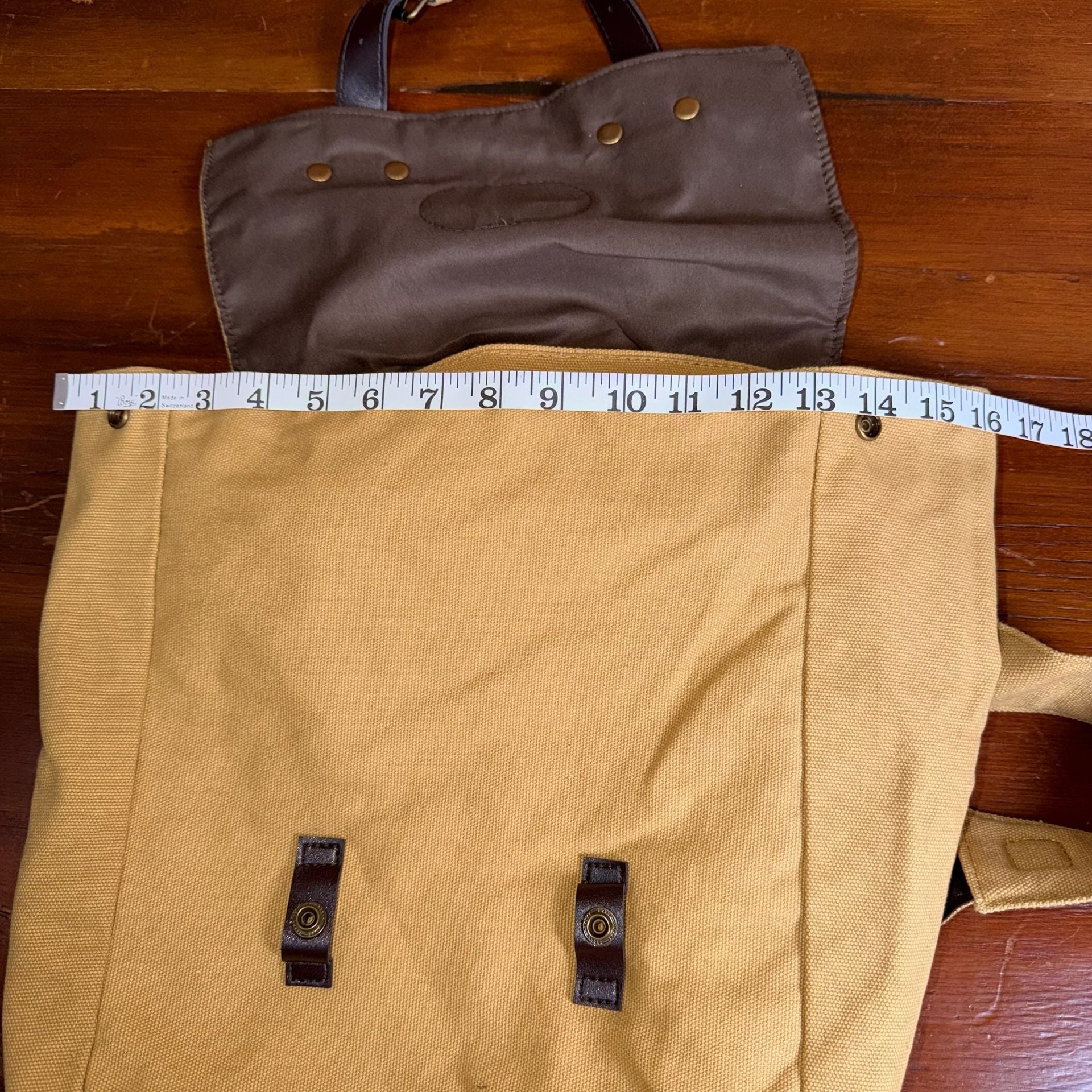 Monat Canvas Backpack Yellow Brown Leather Trim 8