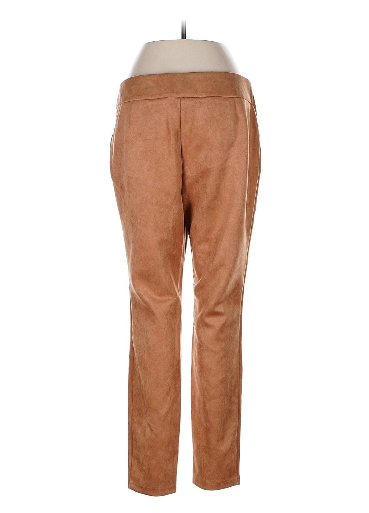 Zac & Rachel Faux Suede Pants Size L Camel Brown Pull On Leggings 3
