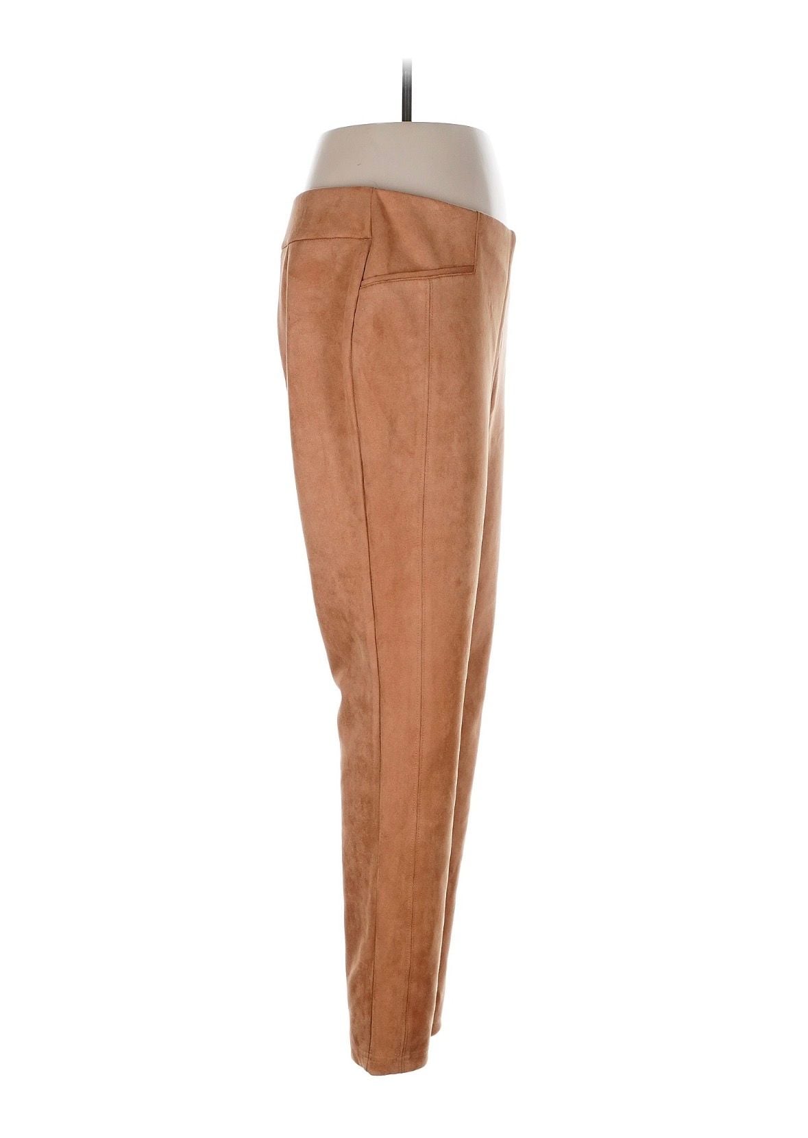 Zac & Rachel Faux Suede Pants Size L Camel Brown Pull On Leggings 4