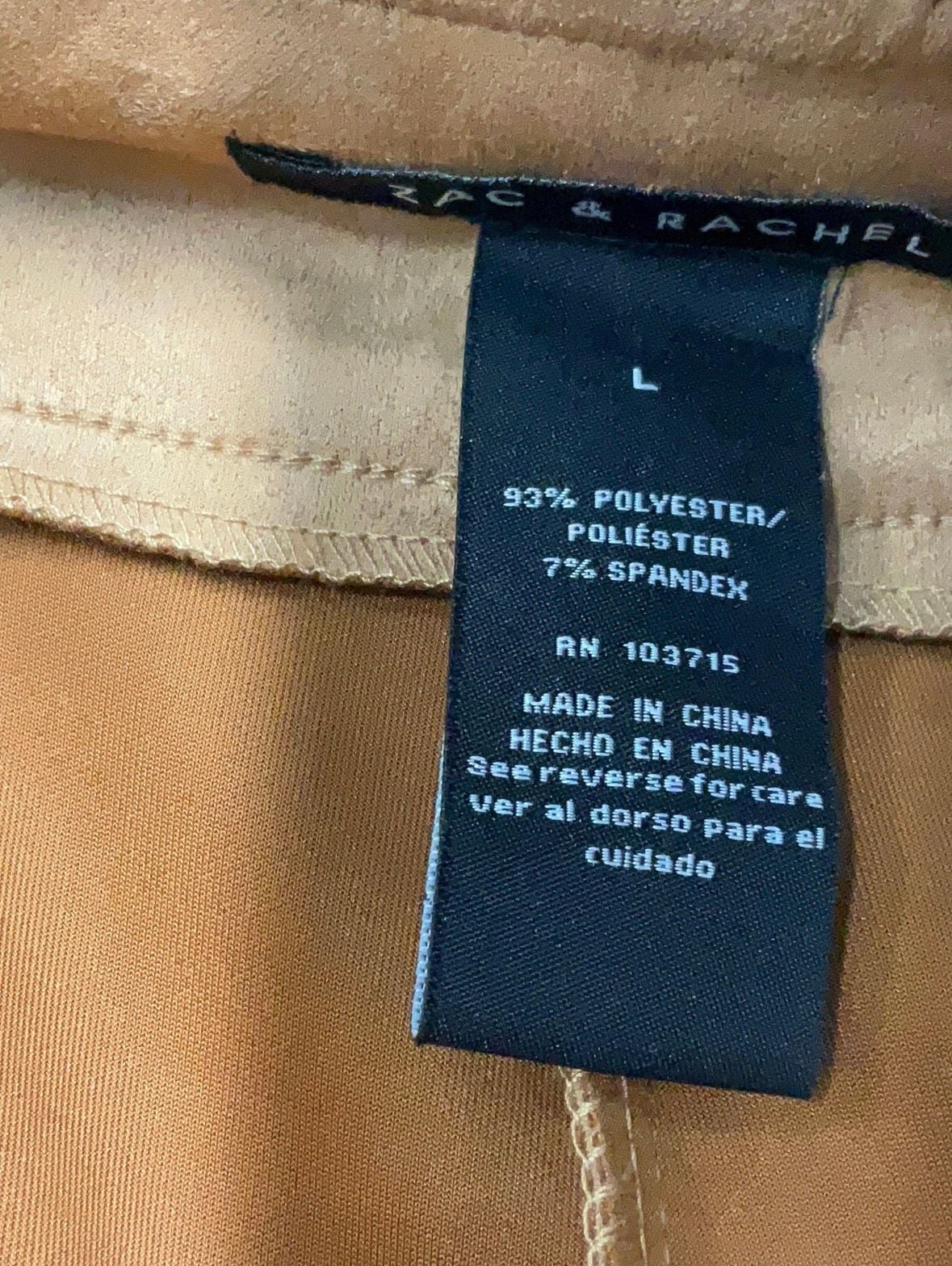 Zac & Rachel Faux Suede Pants Size L Camel Brown Pull On Leggings 5