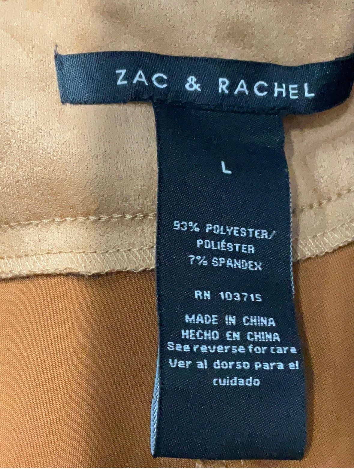 Zac & Rachel Faux Suede Pants Size L Camel Brown Pull On Leggings 6