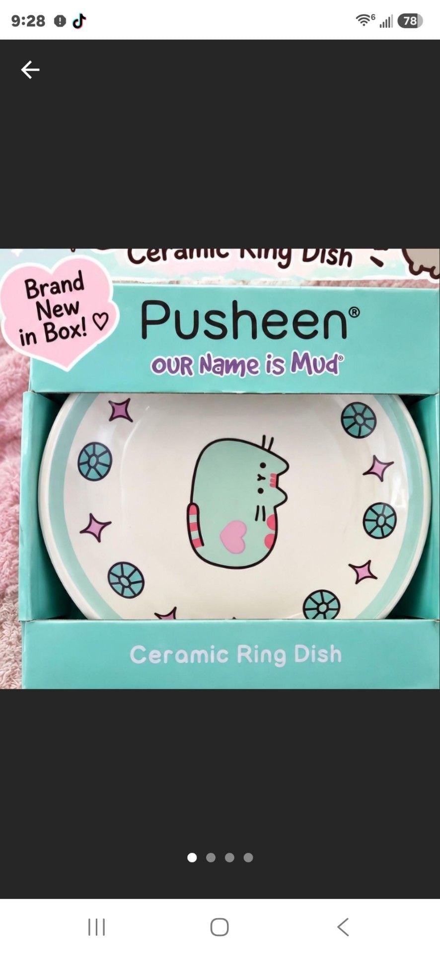 Pusheen Our Name is Mud Ceramic Ring Dish Blue Trinket Tray 1