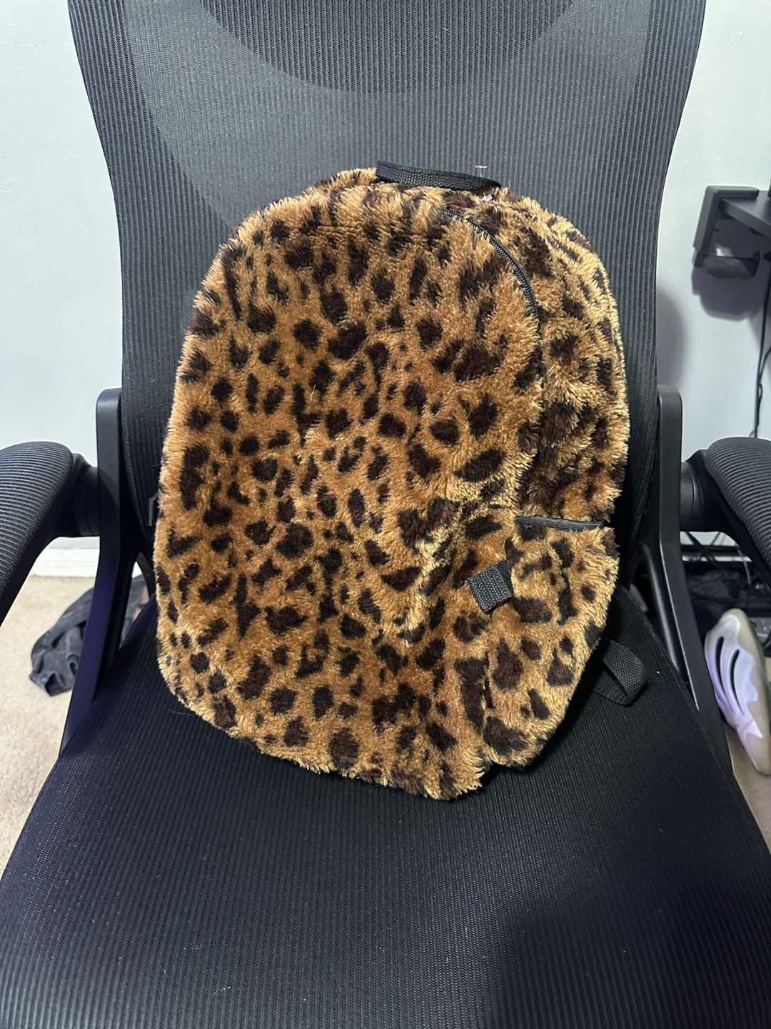 Y2K streetwear leopard backpack Fur Animal Print Backpack Leopard 2