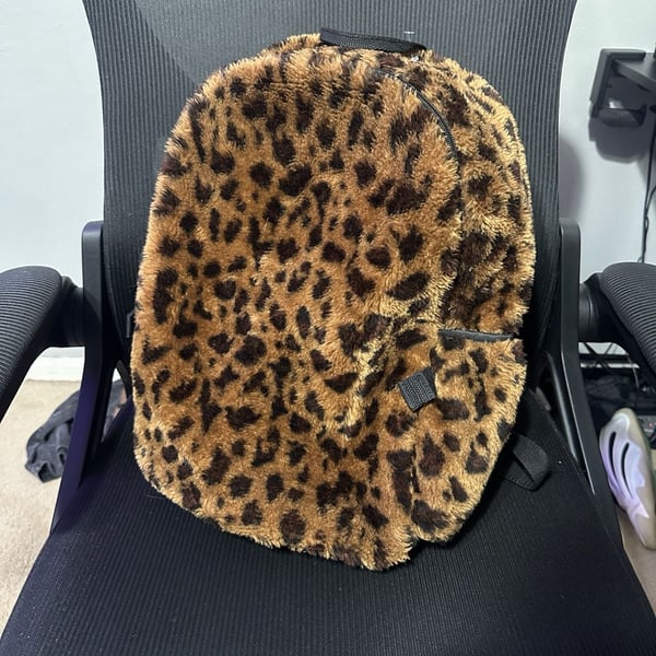 Y2K streetwear leopard backpack Fur Animal Print Backpack Leopard