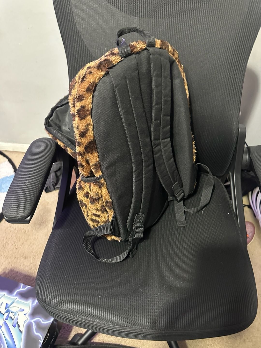 Y2K streetwear leopard backpack Fur Animal Print Backpack Leopard 4
