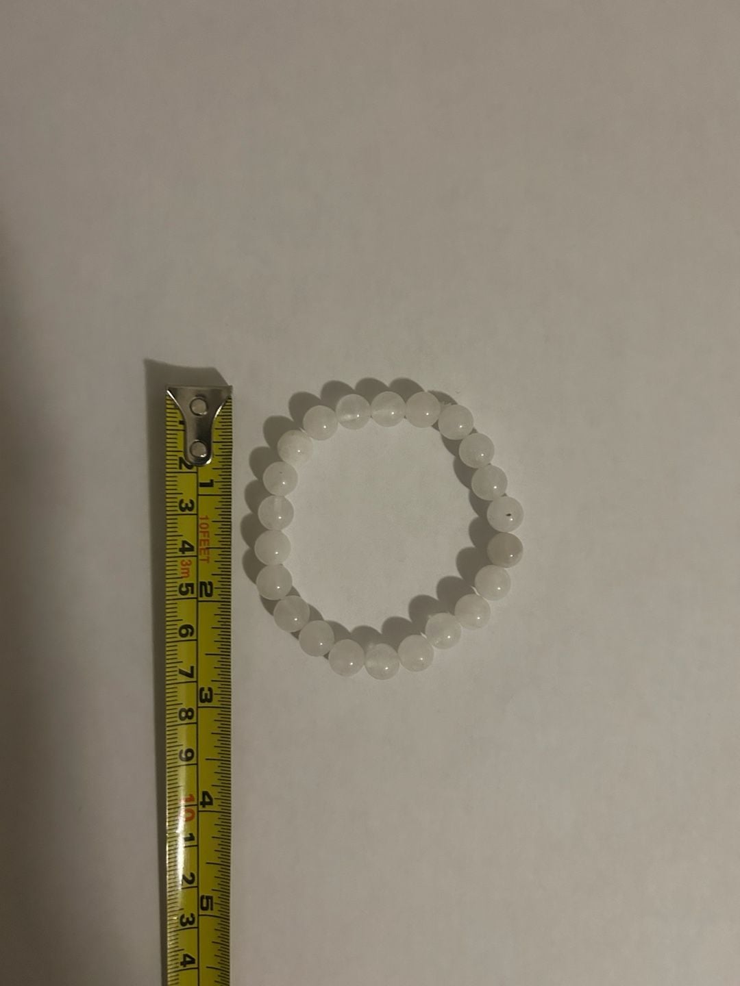 White Beaded Stretch Bracelet, Natural Gemstone Crystal Bead Jewelry 4