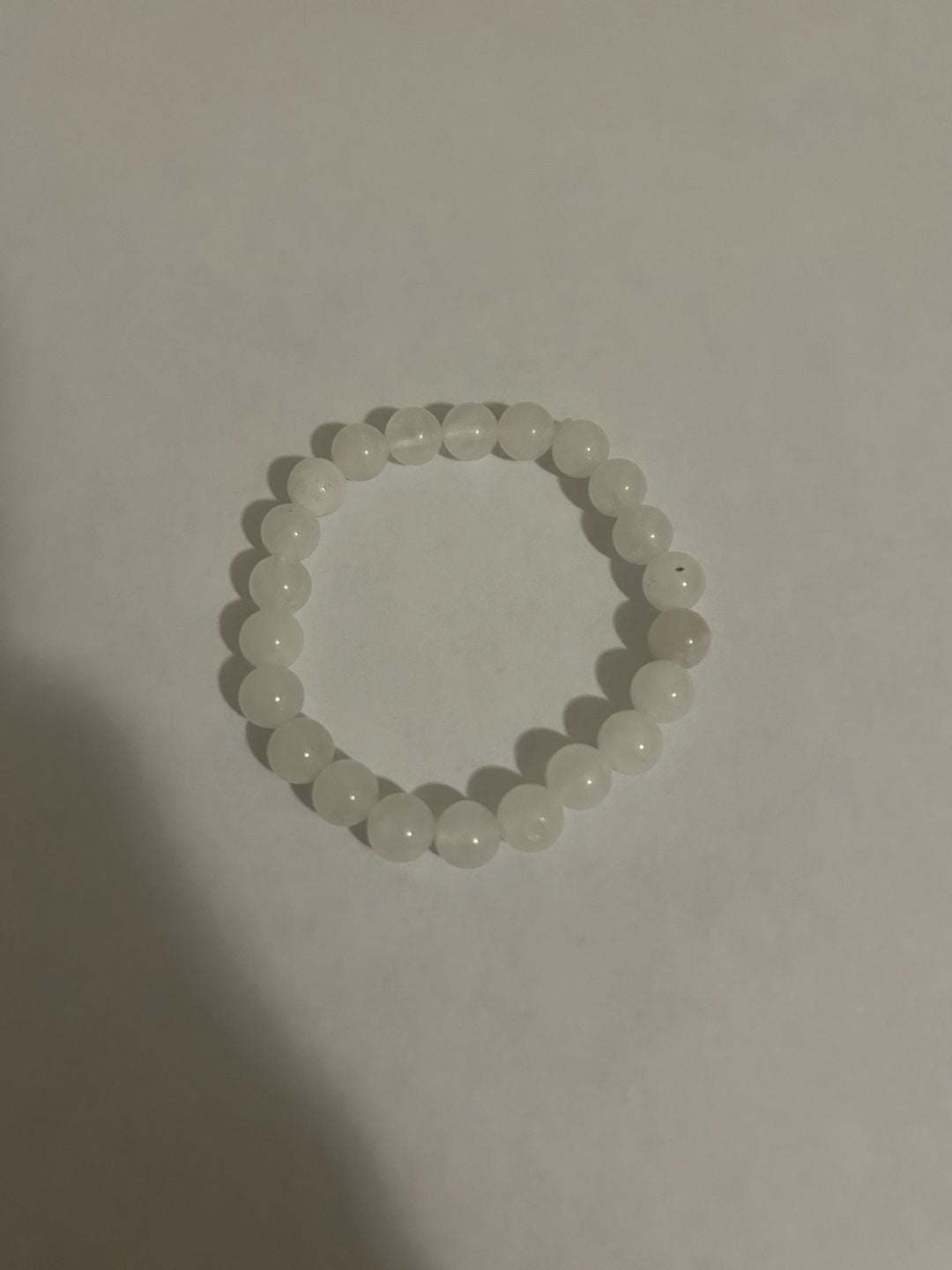 White Beaded Stretch Bracelet, Natural Gemstone Crystal Bead Jewelry 5