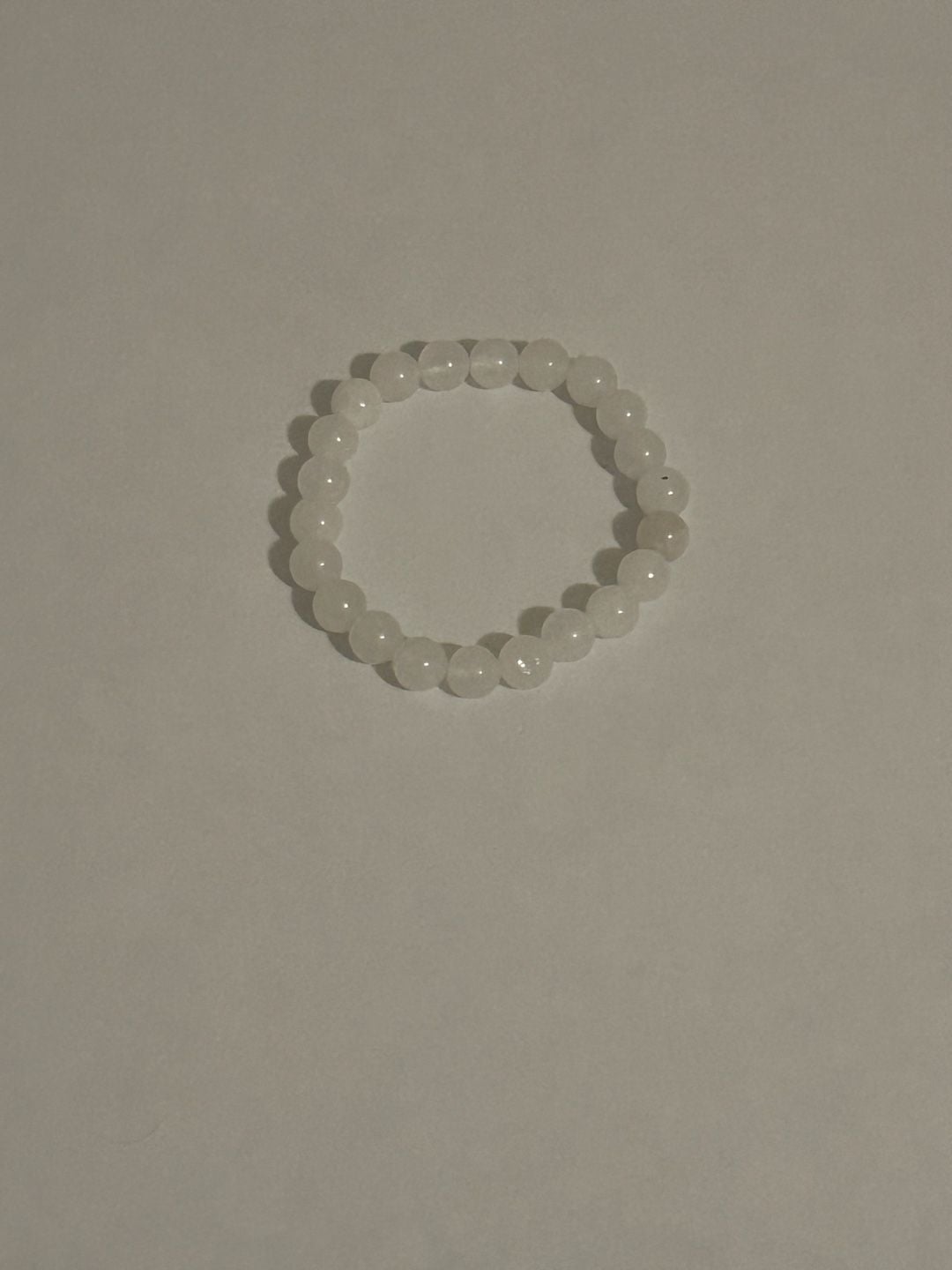 White Beaded Stretch Bracelet, Natural Gemstone Crystal Bead Jewelry 6