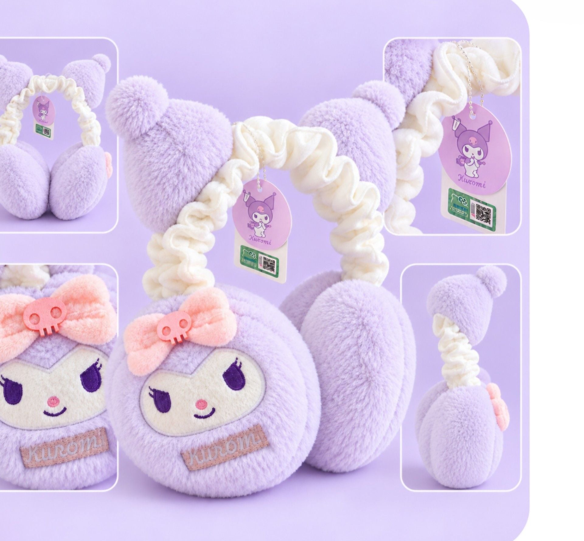 Sanrio Kuromi Plush Earmuffs Purple Fluffy Winter Ear Warmers 1