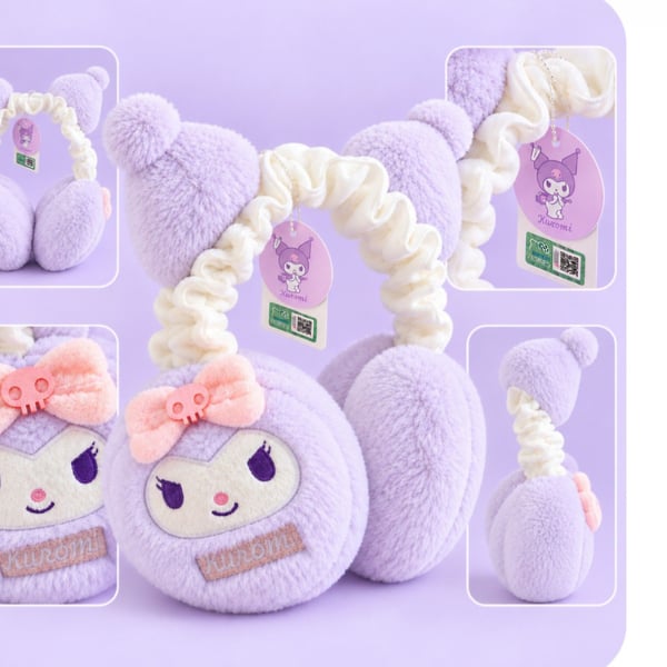 Sanrio Kuromi Plush Earmuffs Purple Fluffy Winter Ear Warmers
