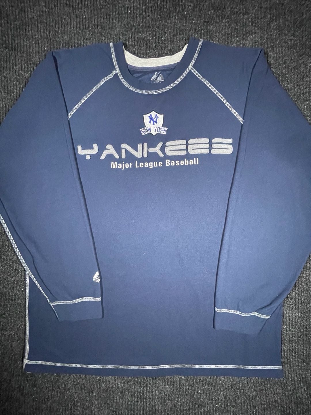 Majestic New York Yankees Long Sleeve Shirt Size Large Navy Blue 8