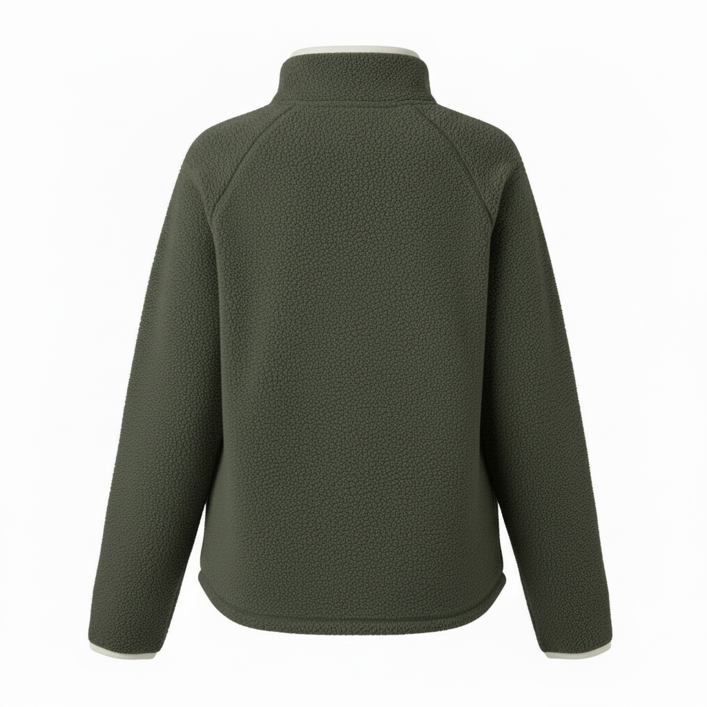 Como Vintage Sherpa Fleece Pullover Size S/M Green Snap-Front 4