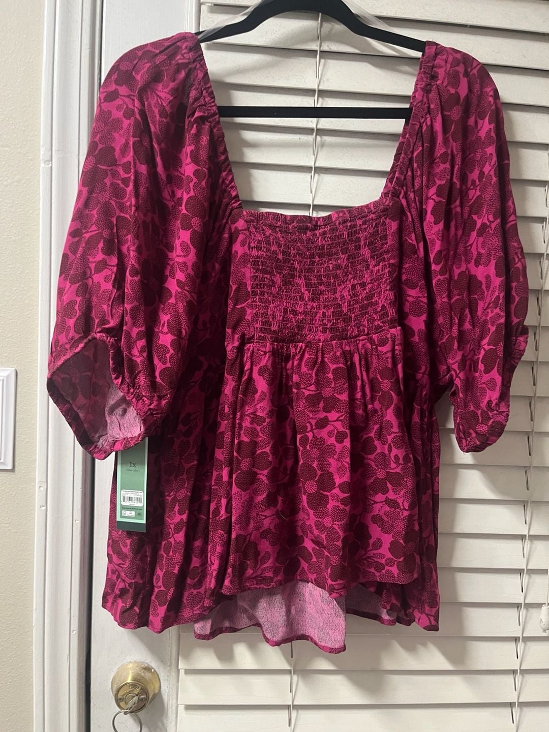 Terra & Sky Peplum Sweetheart Top Size 1X (16W-18W) Pink Floral 3