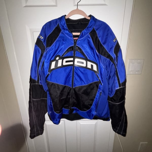Icon Contra Jacket Blue Black Motorcycle
