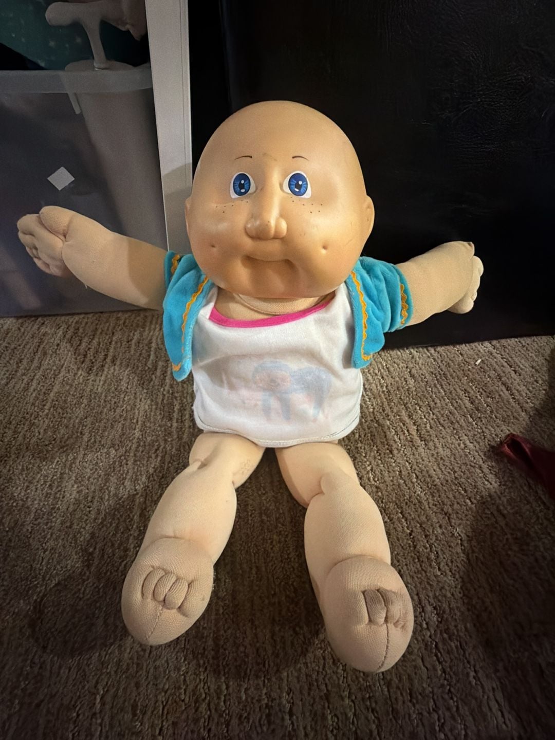 Cabbage Patch~Blue Eyes Bald 1976 Black Signature 13 1/2" (H) Doll 1