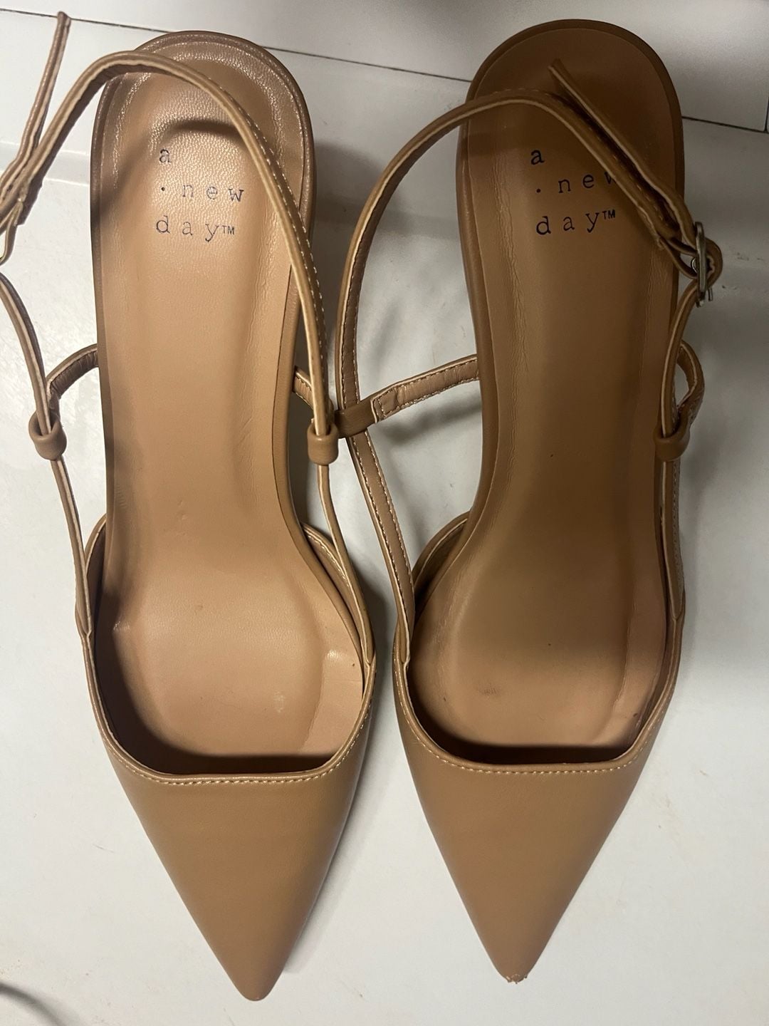 A New Day Annette Slingback Kitten Heels Size 8.5 Tan Pointed Toe 2