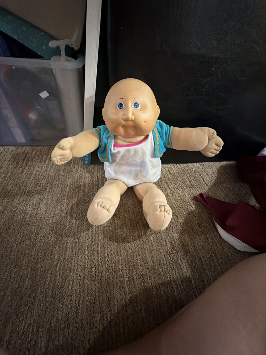 Cabbage Patch~Blue Eyes Bald 1976 Black Signature 13 1/2" (H) Doll 3