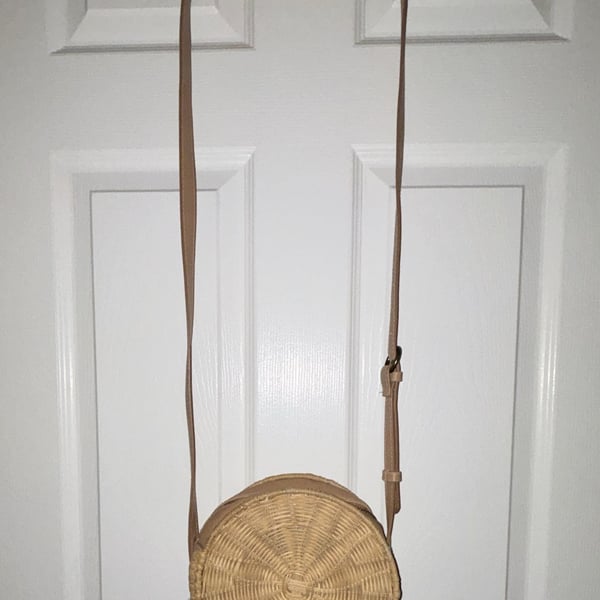 Zara Round Woven Straw Crossbody Bag