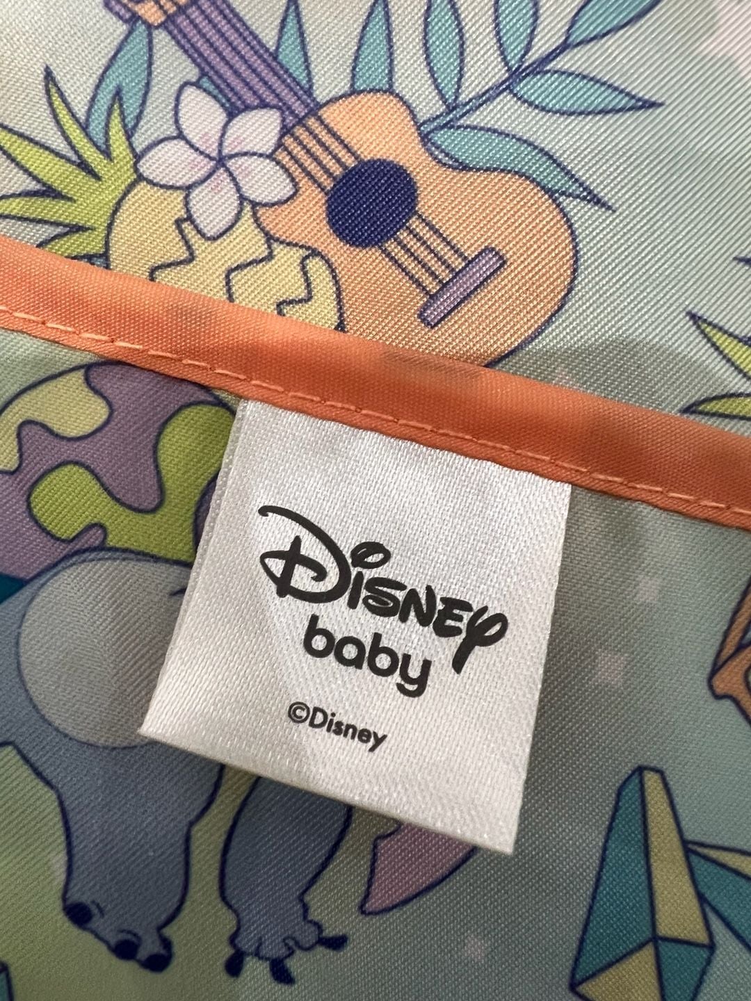 Bumkins Disney Aloha Stitch Sleeved Bib Waterproof Pocketed Tie Back 4