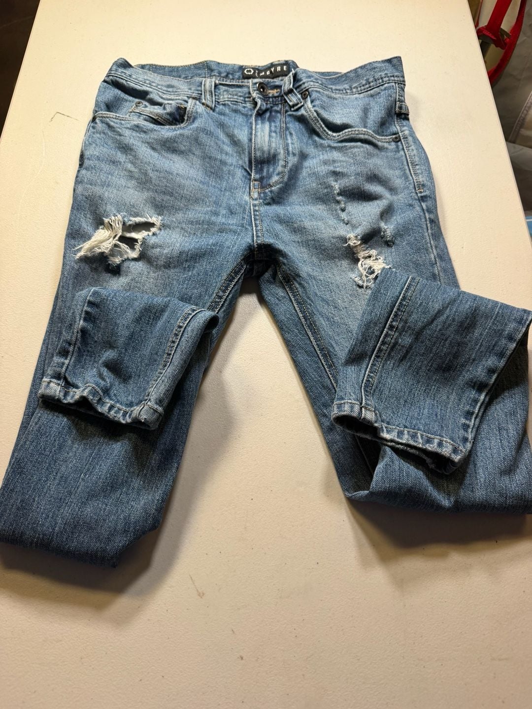 Empyre Distressed Skinny Jeans 28x25 Blue Denim 3