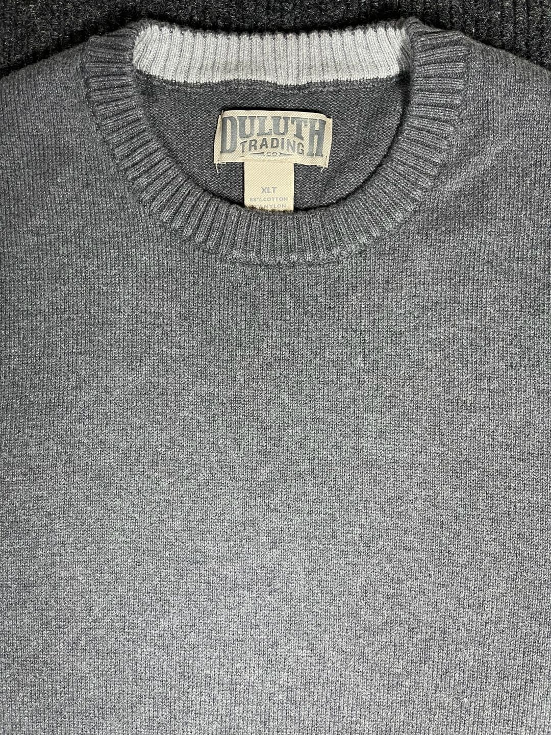Duluth Trading Co Sweater Size XLT Gray Cotton Blend Crew Neck 2