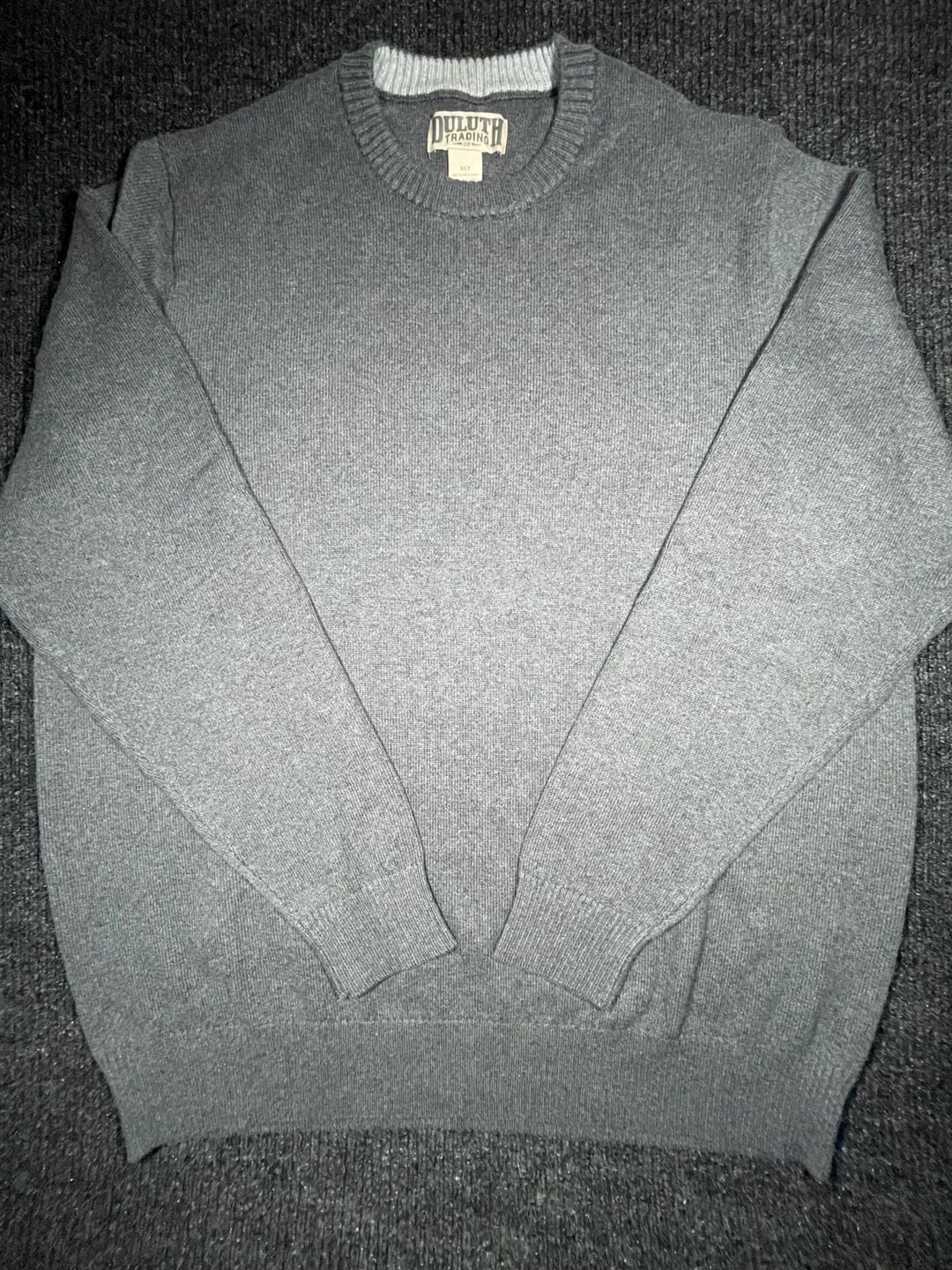 Duluth Trading Co Sweater Size XLT Gray Cotton Blend Crew Neck 8