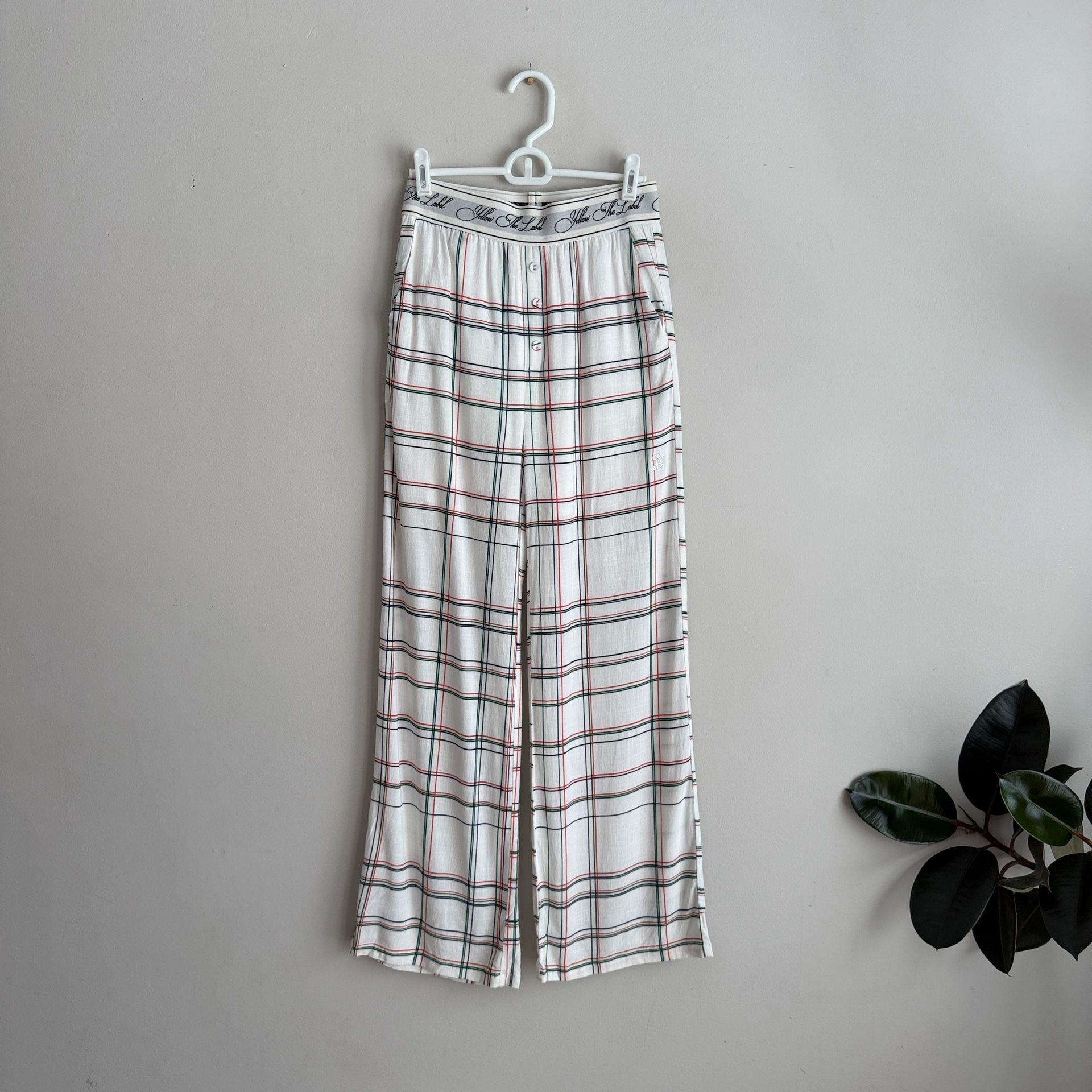 Yellow The Label Drew Linen Plaid Pants 5