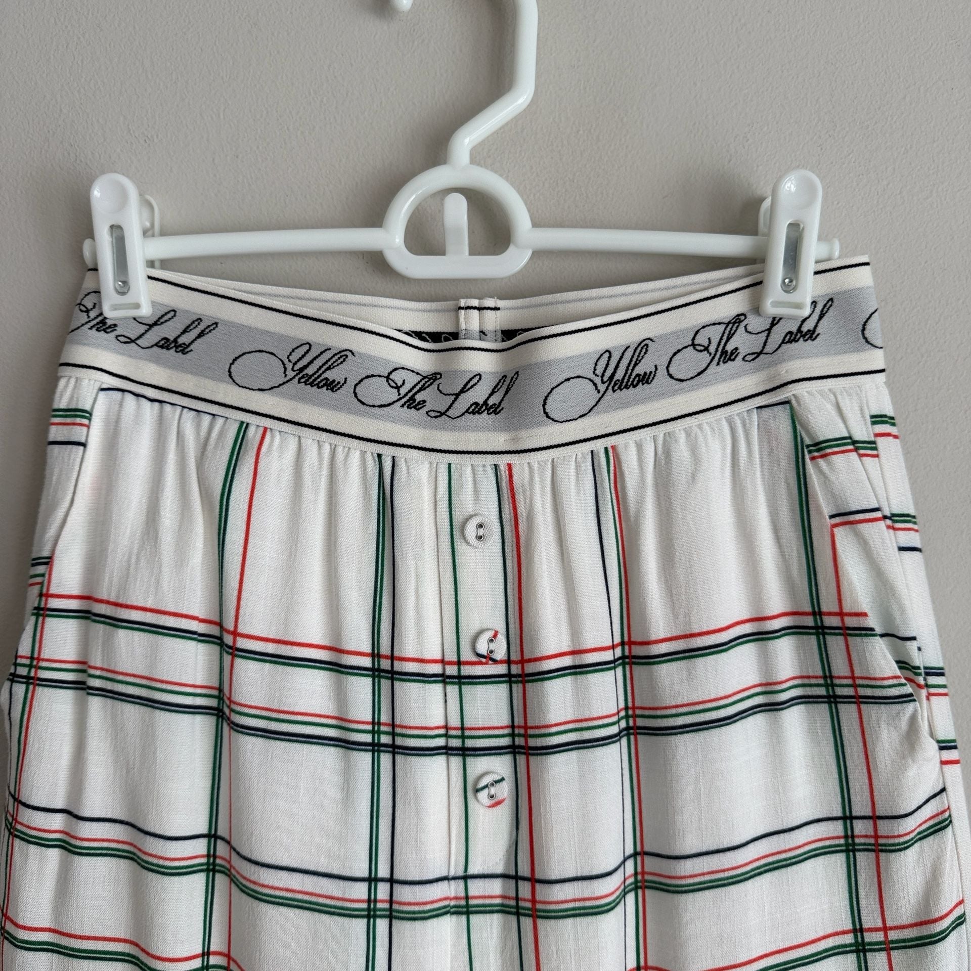 Yellow The Label Drew Linen Plaid Pants 6
