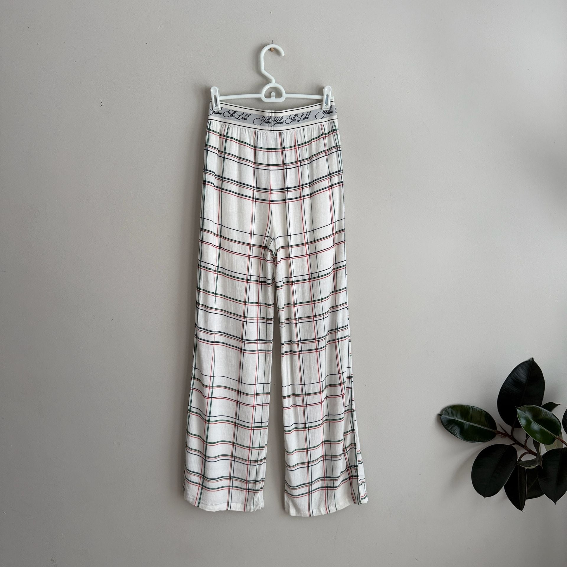 Yellow The Label Drew Linen Plaid Pants 9