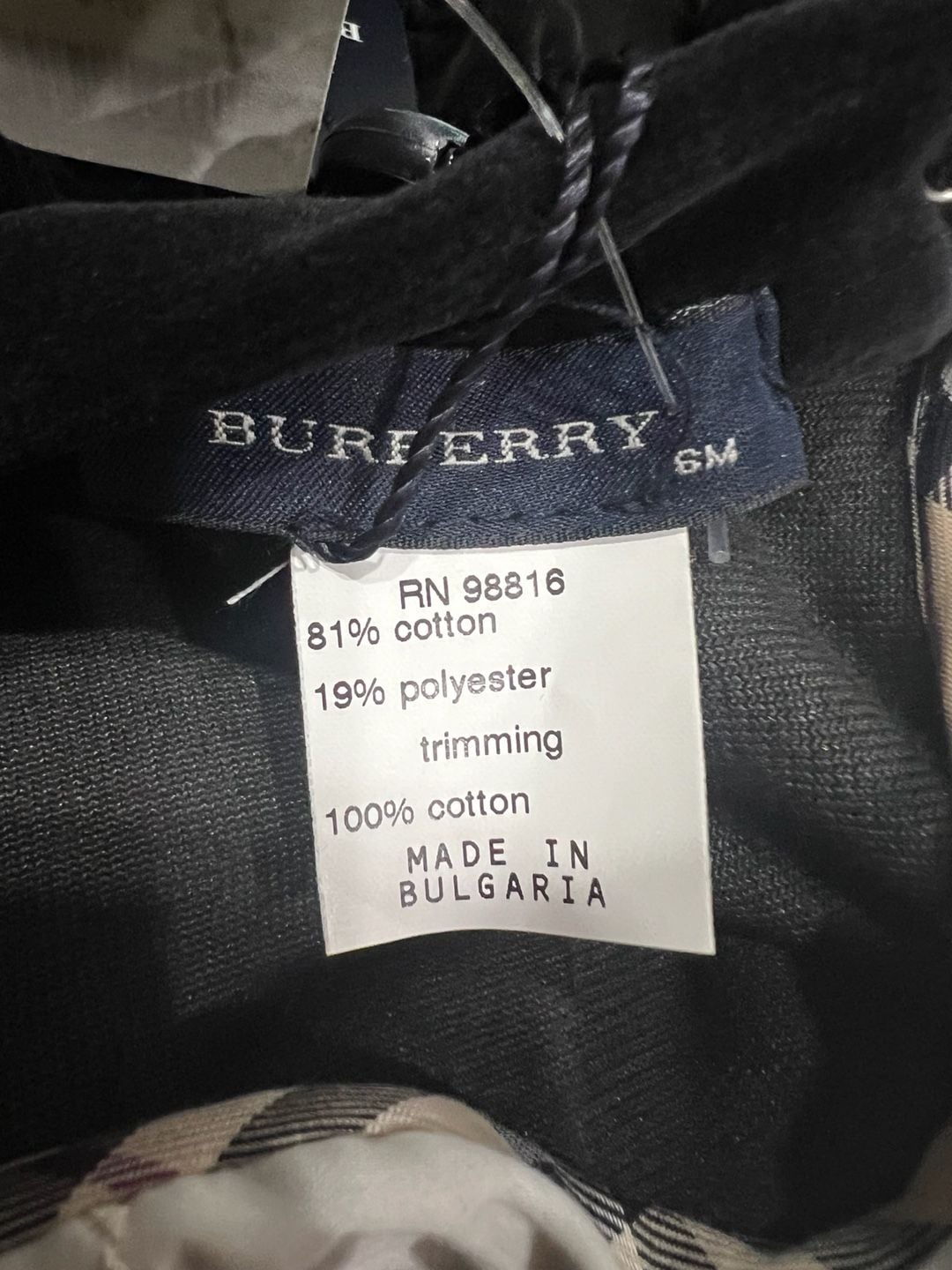 Burberry One Piece with Snap-On Bib Size 6M Black Velour Check Collar 6