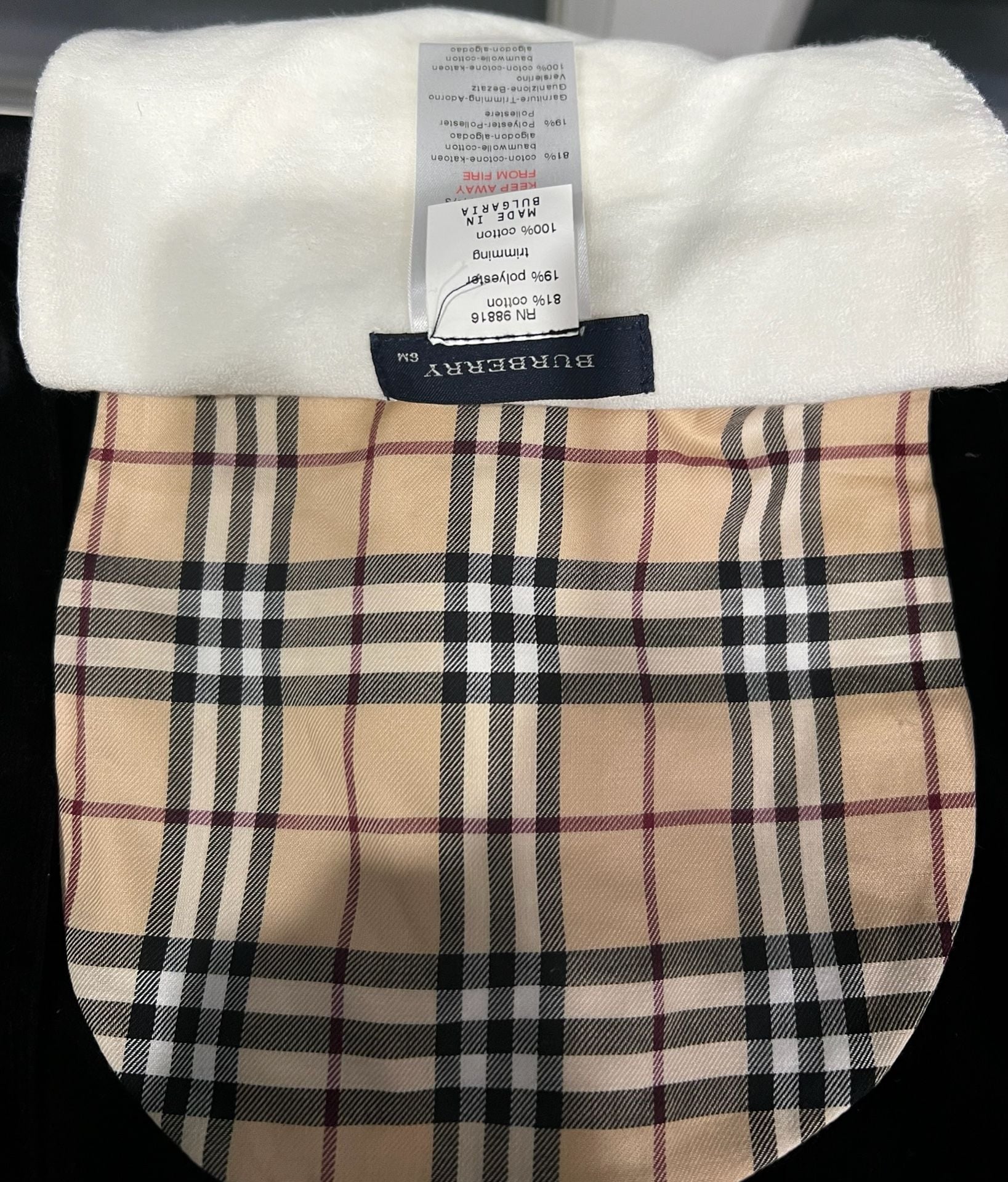 Burberry One Piece with Snap-On Bib Size 6M Black Velour Check Collar 7