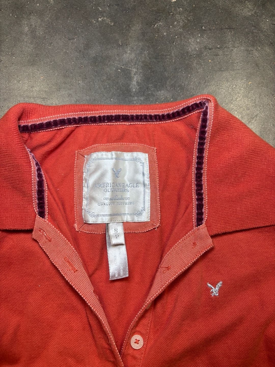 American Eagle Polo Shirt Orange Short Sleeve 8