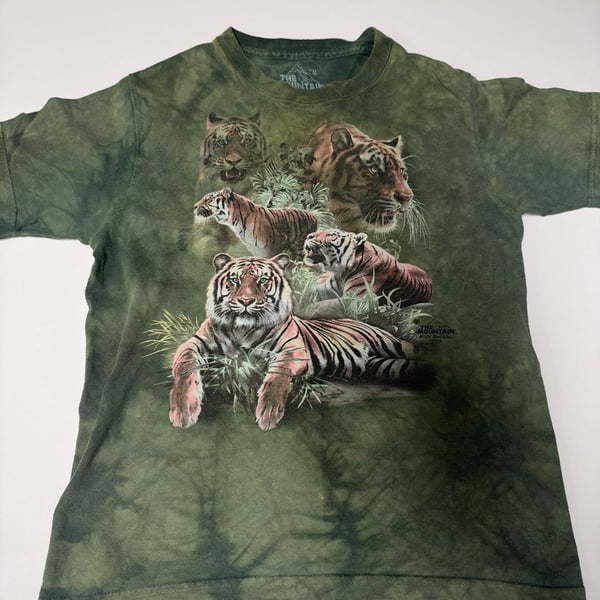 The Mountain Jungle Tigers T-Shirt Size M Green Tie-Dye