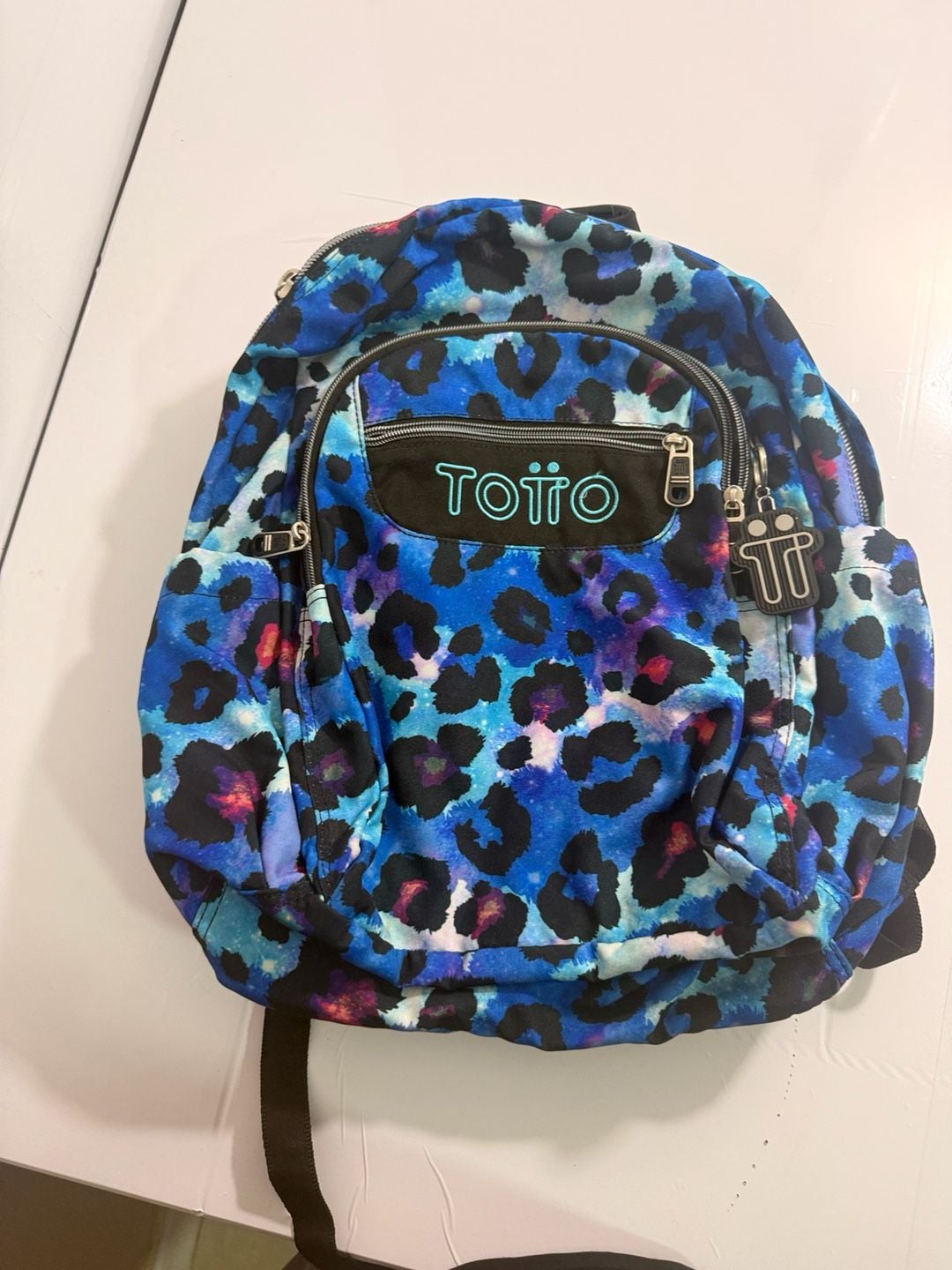 Totto Acuareles School Backpack Blue Leopard Print 2
