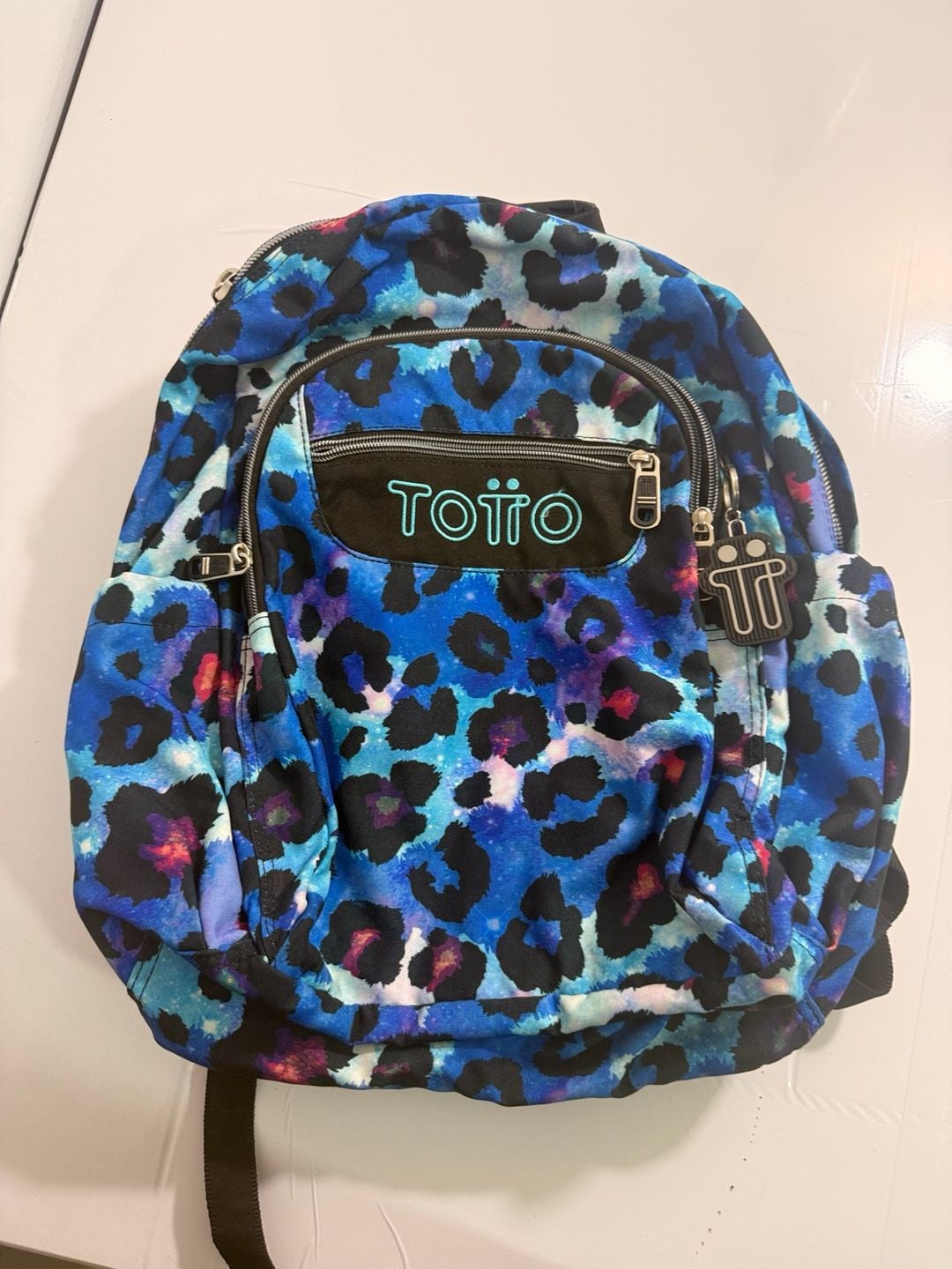 Totto Acuareles School Backpack Blue Leopard Print 3