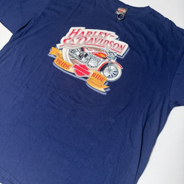 Harley-Davidson T-Shirt Size 2X Blue Pride Ride Granite Mountain Georgia