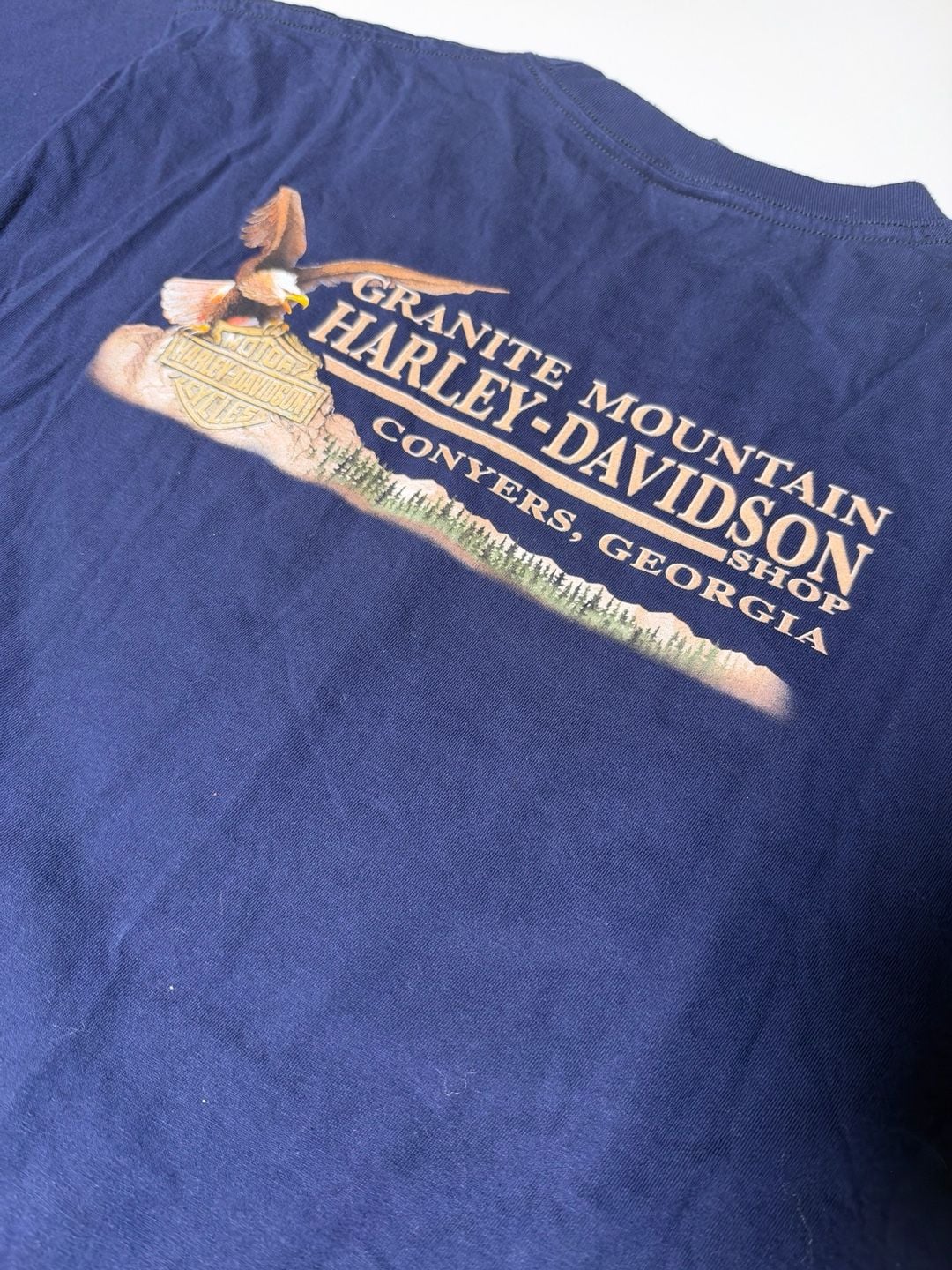 Harley-Davidson T-Shirt Size 2X Blue Pride Ride Granite Mountain Georgia 5