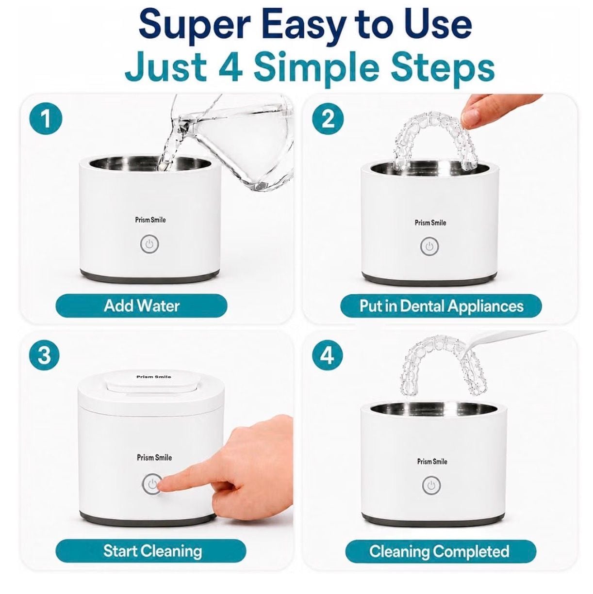Prism Smile PulsePro Ultrasonic Cleaner 200ml White 6