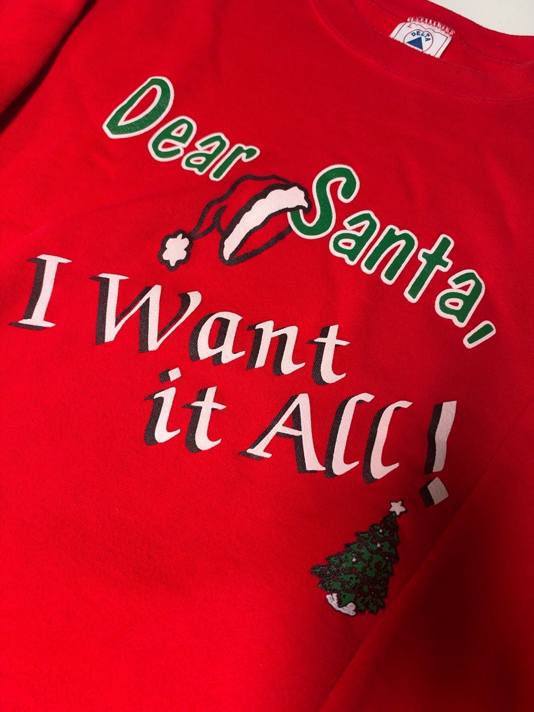 Delta Dear Santa I Want It All Crewneck Sweatshirt Size L Red Holiday 3