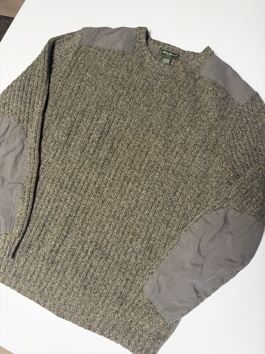 Eddie Bauer Sweater Size XL Brown Wool Blend Elbow Shoulder Patches 2