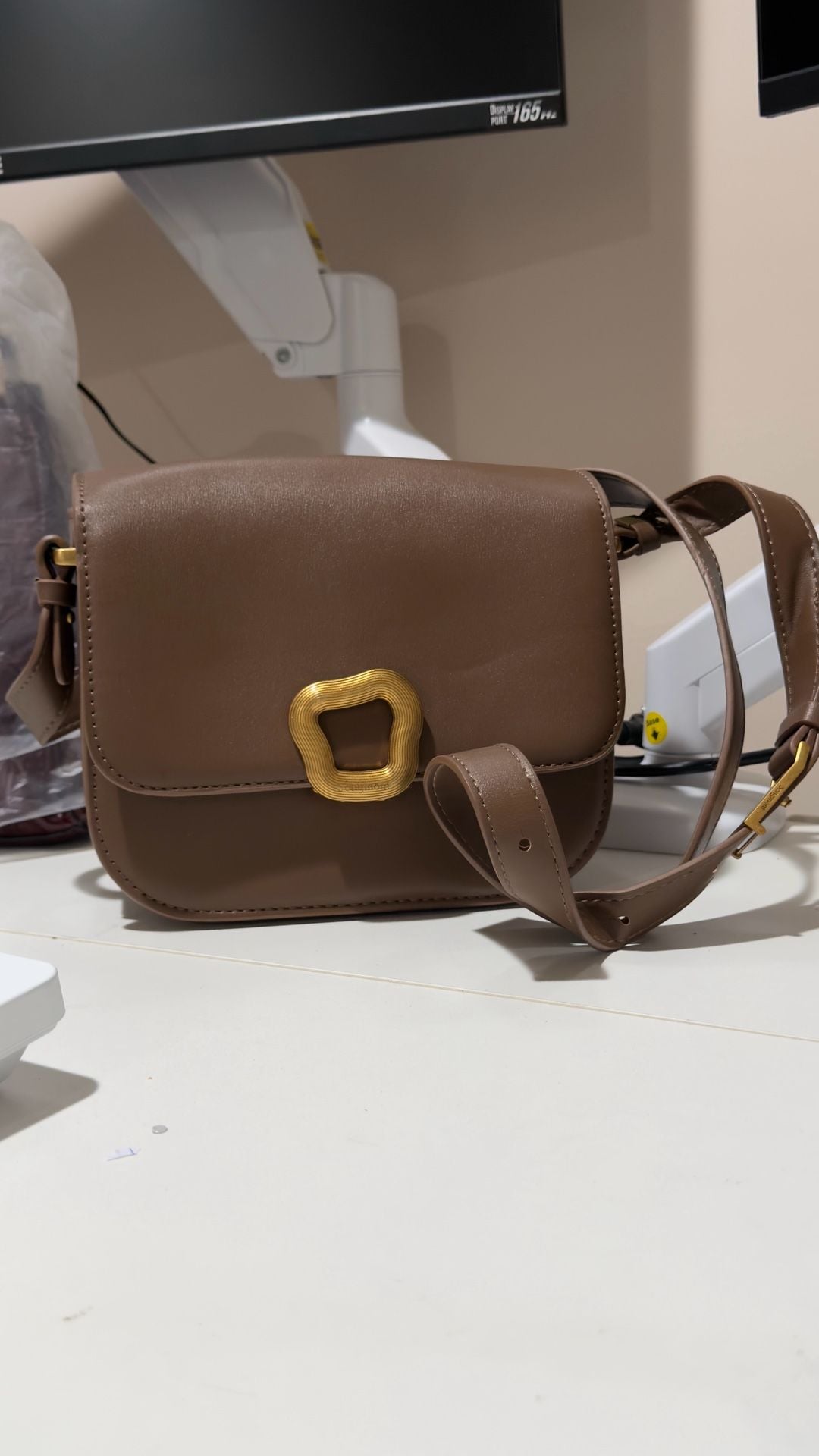 Songmont Leather Crossbody Bag Brown 7