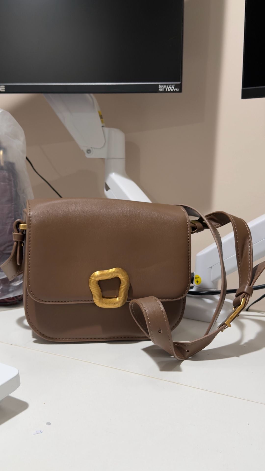 Songmont Leather Crossbody Bag Brown 9
