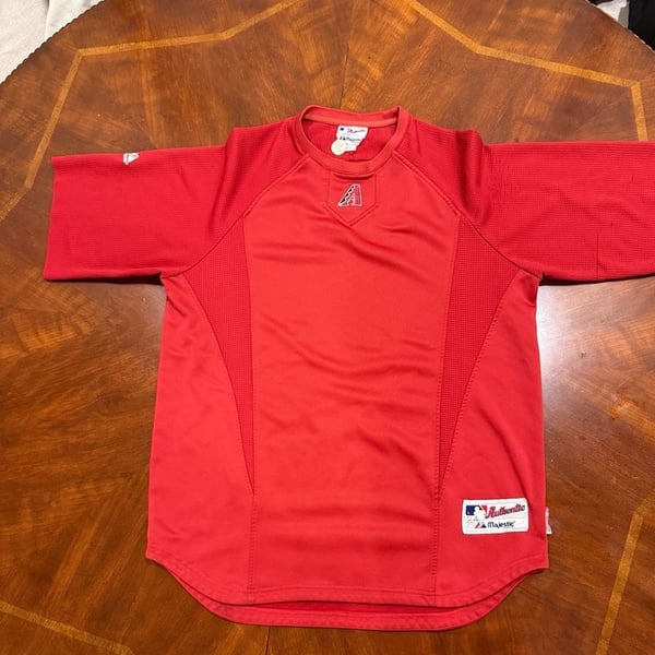 Majestic MLB Arizona Diamondbacks Therma Base Jersey Red Short Sleeve Size XL