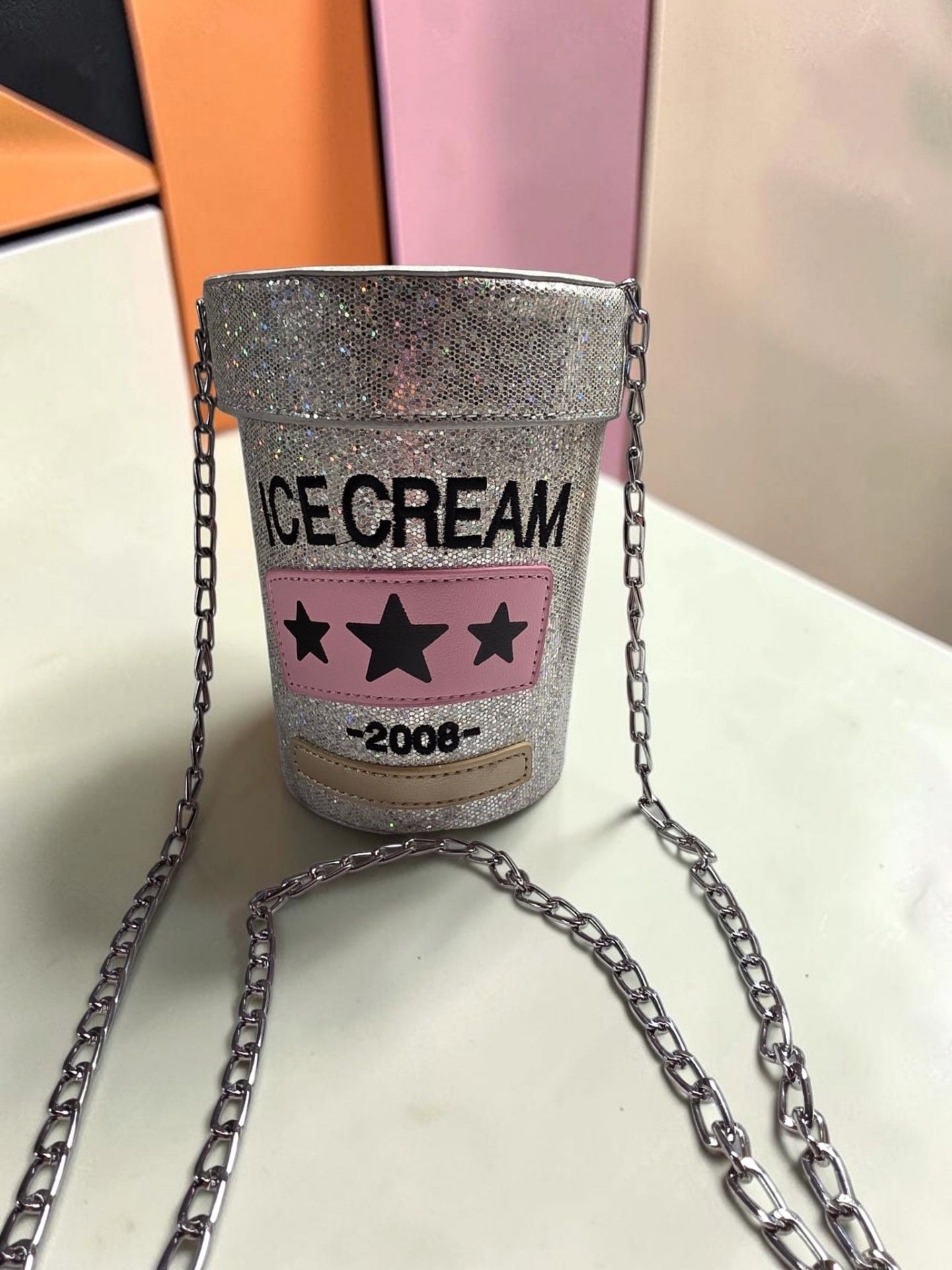 Hello 3Am Ice Cream Cup Crossbody Bag Silver Glitter 2008 9